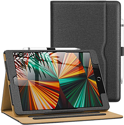 Aiwoxing Hülle für iPad 10.2 Zoll (9./8./7. Generation - 2021/2020/2019) mit Apple Pencil Stifthalter, Auto Schlafen/Wachen Leder Case Cover Schutzhülle für Tablets zubehör, Denim Schwarz