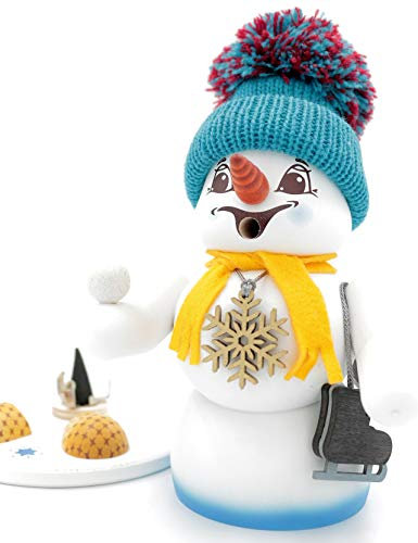 Kuhnert - Erzgebirgische Holzkunst Räuchermann Räucherfigur Schneemann 19cm - Schlittschuh