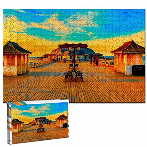 Uk England Cromer Pier Puzzle 1000 Piece Jigsaw Puzzle for Adults Wooden Travel Gift Souvenir 30x20 inches(DJ1000-05914)