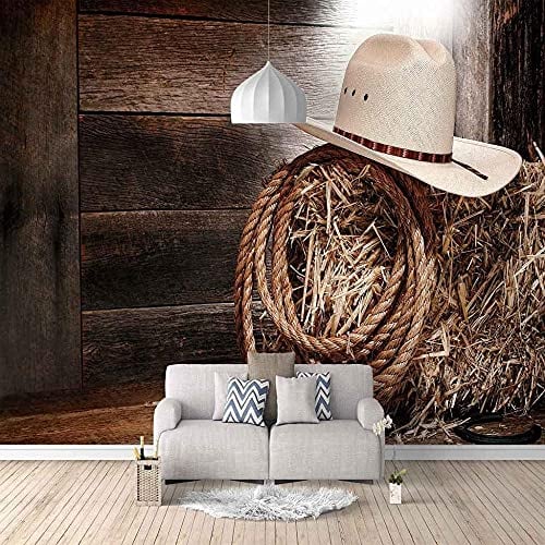 XHXI 3D fototapete Cowboy Hut Western Vintage 3D Papier Klebstoff Indoor 3D fototapete 3D fototapete TV 3D fototapete Ki Wandbild fototapete 3d Tapete effekt Vlies wandbild Schlafzimmer-200cm×140cm