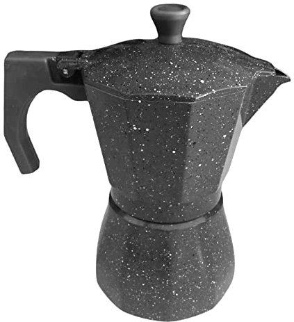 FAST WORLD SHOPPING ® Caffettiera Napoletana 3 Tazze Moka Express Effetto Pietra Macchinetta Da Caffe Espresso Coffee