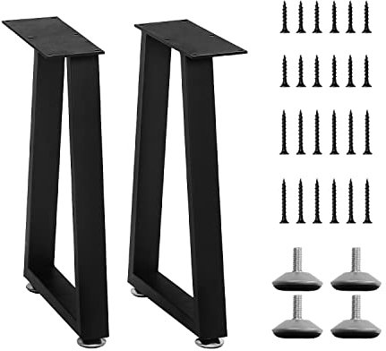 Yidi Metall-Tischbeine, 40,6 cm, trapezförmige, robuste, verstellbare Bankbeine, Ersatz-Beine, Couchtischbeine, Schwarz, 39,9 cm H x 27,9 cm B