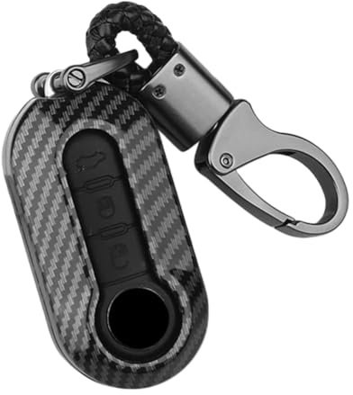 OTMIK Cover per Chiave Auto in Fibra di Carbonio ABS Compatibile con auto Fiat 500 Grande Punto Stilo 500x Panda Ducato chiave Accessori per Valigie