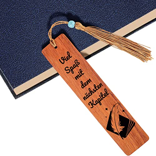 Lesezeichen Holz, Vintage Lesezeichen mit Gravur Quaste Renteneintritt Abschiedsgeschenk für Lehrerin Erzieherin Kollegen, Holz Lesezeichen Lustige Weihnachtsgeschenke für Kinder Lehrer Männer Frauen