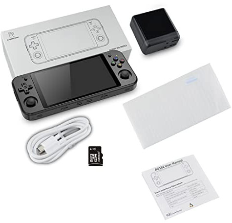 Console di gioco portatile RG552, sistema Android per console di gioco retrò, scheda TF 128G integrata con oltre 30000 giochi, supporto di oltre 20 simulatori, schermo IPS da 5,36 (nero), 19,8 x 8,6 x