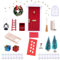 nabeta deco Rot Weihnachtswichtel Tür Set Rote Holztür Klein Fenster Schlitten Weihnachtsbaum Teppich Weihnachtswichtel Zubehör Komplettset