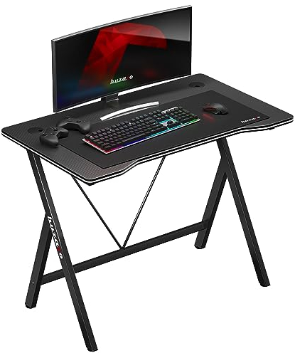 huzaro Hero 1.4 Bureau PC Gaming | Poste Gamer PC | Design Ergonomique | 100x50cm | Panneau MDF Structure Carbon | Construction Solide | Couleur Noir