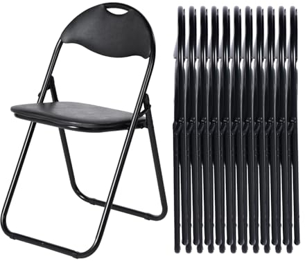 LuxNook Metall Klappstuhl, 150kg belastbar, 12er-Set mit PVC-Polsterung und Rückenlehne. Bequemer Klappstuhl für Gäste, Küche, Camping
