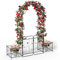 The Fellie Garden Arch with Gate & Basket, Decoration Garden Trellis Stand for Vines Climbing Plant, Patio Arch for Walkway Path Lawn Backyard, High Archway For Party Ceremony Wedding, 203*50*221 CM