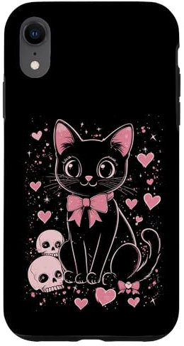 Cute Black Cat with Bow - Gothic Case for iPhone XR
