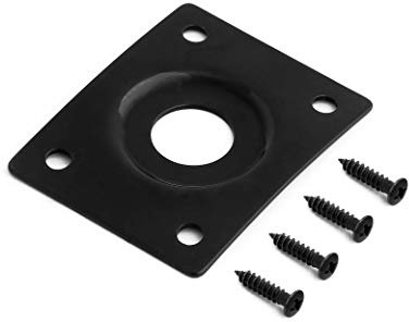 Rubatone Gitarrenbuchsenbuchsenplatte gebogen versenkt rechteckig Stil Ausgang Jack Plate Kompatibel mit Les Paul LP Tele Style E-Gitarre oder Bass Gitarre Teile mit Schrauben Schwarz Schwarz