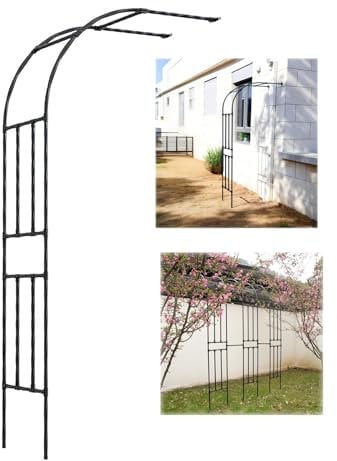 LJDJRHXH Half Side Garden Arch Wall Mounted Trellis, 60 cm - 300 cm Width Metal Arbor Support Outdoor For Climbing Plants, Wedding Décor Archway Pergola, Arbour Frame For Yard Patio(Black)