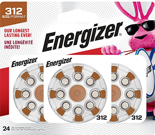 Energizer Hearing Aid Batteries Size 312, EZ Turn & Lock (24 Battery Count)
