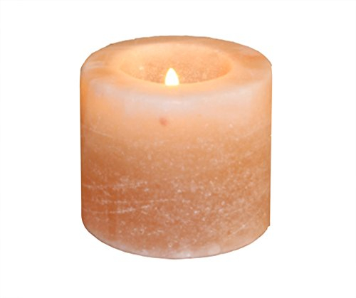 HIMALAYA SALT DREAMS Teelichthalter Zylinder, Kristallsalz aus Punjab/Pakistan, Orange, ca. 7 x 7 x 7 cm