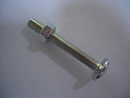 10 Stück Flachrundschrauben mit Mutter, Schlitz und Kreuz, verzinkt, Vollgewinde, mit Mutter, M6x45mm