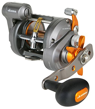 Okuma Cold Water Line Counter CW-303D Rechtshand Multirolle, Schnurfassung 370m 0,40mm, Meeresrolle, Angelrolle für Norwegen, Island, gelbes Riff