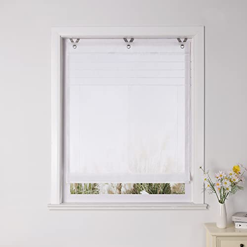 Yujiao Mao Uni Raffrollo Ösenrollo Kessy Biese transparent Voile Rollos 1er-Pack B*H 100 * 140cm Weiß