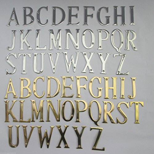 IRONMONGERY WORLD® 3/75mm Solid Brass House Door Alphabet Letters Door Name Plaque Sign ETC (A - Polished Chrome)