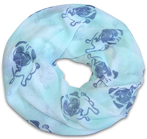thb Richter Loopschal Rundschal Hunde Mops Dogge Schlauchschal Halstuch scarf Loop Bulldogge Hund Dog (Batik-Grün)