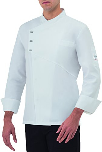 GIBLOR'S Giacca Chef Emanuel, Manica Lunga, Bottoni a Pressione (Bianco, Medium)