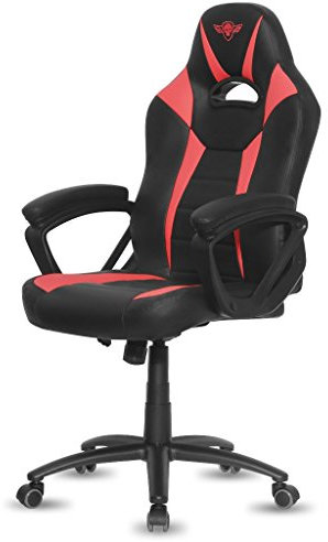 Spirit Of Gamer - Siège Fighter Series Gamer Design – Fauteuil Gaming Similicuir Rouge pour Bureau -Dossier Ergonomique - Accoudoirs Confortables Intégrés à la Chaise - Assise Réglable en Hauteur