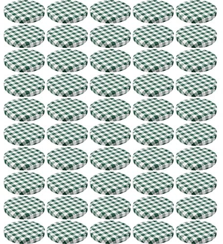 Wellgro® bocaux Couvercle to 82 – Vert à carreaux, métal, couvercle de rechange pour bocaux en verre – Différentes Quantités au choix Lot de 50
