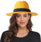 Lanzom Damen wide brim warme wolle-fedora-hut retro style gürtel panamahut einheitsgröße gelb