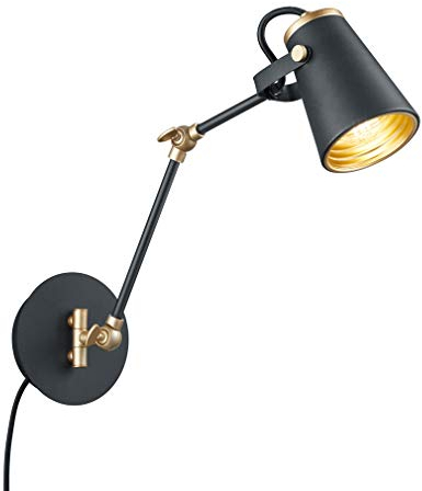 Trio Leuchten Wandleuchte Edward 208870132, Metall Schwarz matt/goldfarbig, exkl. 1x E14