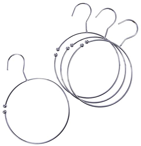 SIDCO Gürtelring 4er Set - Universal nutzbar für Gürtel, Krawatten, Schals & Accessoires - Silber, Ø 14 cm, verchromtes Metall, poliert