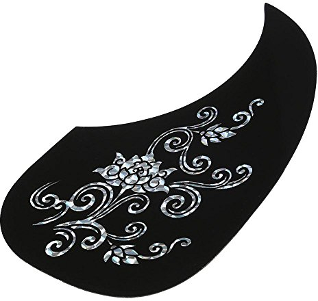 Drfeify Akustikgitarrenschild, 40/41 Zoll 2 Stück Pickguard Pick Guard Aufkleber für Akustikgitarren Zubehör (Tropfenform)(Silber Blumerebe)