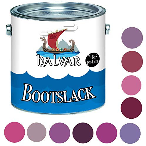 Halvar 2-K SEIDENMATT Yachtlack Violett RAL 4001-4010 Bootslack für GFK/Polyester/Kunststoff 2-Komponenten Lack inkl. Härter (2,5 L, RAL 4003 Erikaviolett)