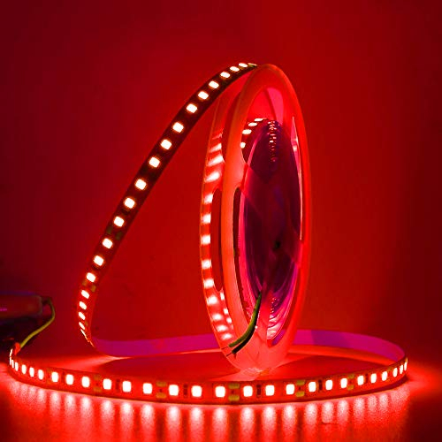 XUNATA LED Strip 5M Rot, 12V 2835 SMD 600 LEDs Super Hell LED Band Selbstklebend LED Stripe Leiste Lichtband Innenbeleuchtung für Küche,unter Schrank,Party,Haus,Weihnachten Deko (Rot)