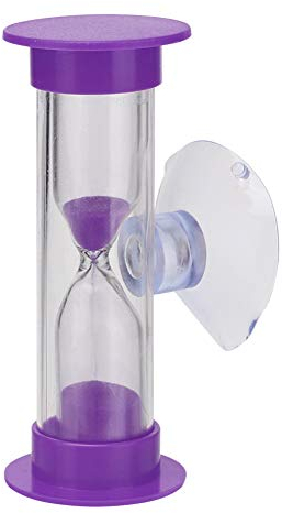 UEB 3 Minuten kreative Plastik Sanduhren + Saugnapf Zähne Zähneputzen Sandglas Timer Kinder Spielzeug Geschenk Deko (Lila)