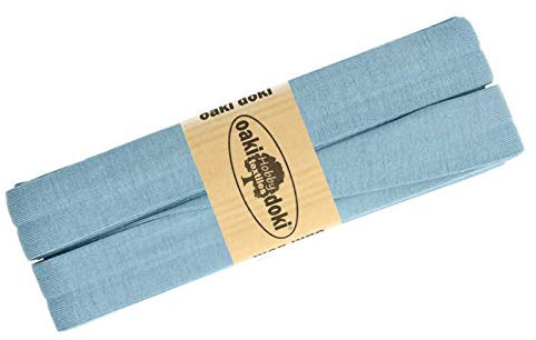 Schrägband Jersey 3m Breite 20mm Oaki Doki Tricot de Luxe Einfassband elastisch über 80 Farben, Farbe:eisblau