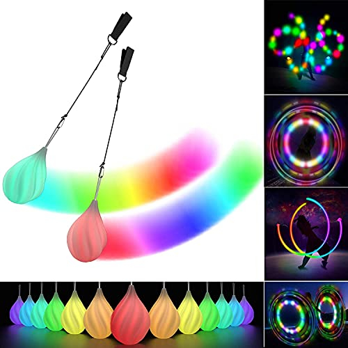 LED Poi Bälle Set für Kinder & Erwachsene - Leuchtendes Premium-Spielzeug für Anfänger & Profis | LED Pois Kinder Jonglage | Jonglierset & Lightpainting Zubehör | Feuer Poi Kugeln & Leuchtbälle 1