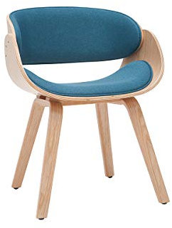 Miliboo Chaise Design en Tissu Bleu Canard et Bois Clair Bent