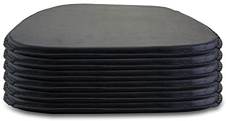 DORAFAIR 6-Pcs Stuhlkissen Leder Eckig Sitzkissen Sitzauflage Gepolstert für Stühle in Haus und Garten,40 x 40 x 2 cm, Schwarz
