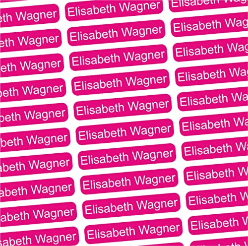 Namensaufkleber Erwachsene Altenheim, Pflegeheim & Krankenhaus - 36x7 mm - 150 Sticker personalisierte Namensetiketten für Eigentum, Bücher, Möbel, Hausschuhe, Brillenetui, Gehstock - pink