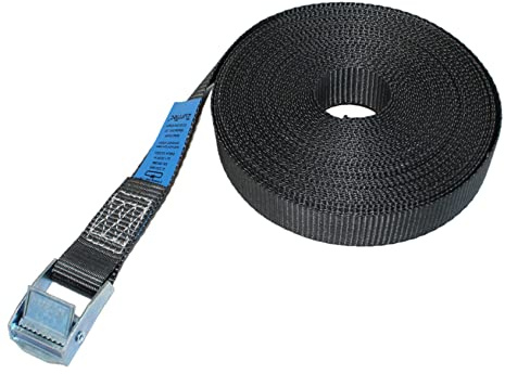 Spanngurt Zurrgurt Klemmschloss Anthrazit LC 250 daN Klemmschlossgurt 25 mm Breit Pool Zelt Extra Lang (20 Meter x 25 mm)