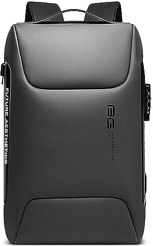 VARLIVOO Moda Uomo Zaino USB Port Parola d'ordine Serratura Antifurto Zainetto 15,6 Laptop Uomo Borse Lavoro Viaggio Scuola Impermeabile Polyester Grigio