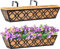HFHOME 2Pcs 24/60.9cm Railing Planter Box, Hanging Flower Baskets with Coco Liner and Adjustable Brackets, Metal Planter Boxes for Window Box Porch Balcony Fences