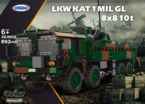 BlueBrixx 06052 Marke Xingbao – LKW Kat 1 MIL GL 8x8 10t, Bundeswehr aus Klemmbausteinen mit 893 Bauelementen. Kompatibel mit Anderen Klemmbausteinmarken. Lieferung in Originalverpackung.