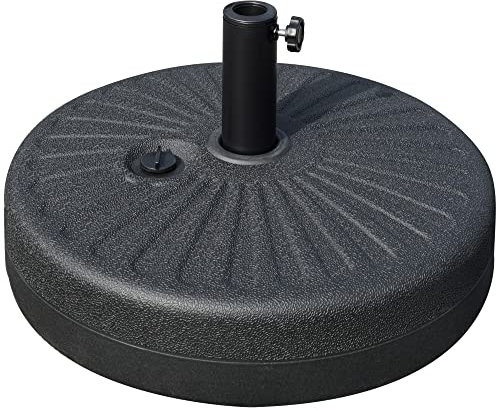 Outsunny Base per Ombrellone da Giardino con Palo Centrale Φ3.8cm e 4.8cm, Basamento per Ombrellone Riempibile con Acqua o Sabbia, Nero