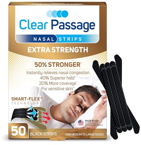 Clear Passage Nasal Strips, Black Extra Strength, 50 Count