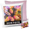 Manevito Personalisiertes Kissen mit Foto & Text 40 x 40cm - Kissen mit Foto selbst gestalten - Fotokissen mit Druck und Wunschtext weiß-rosa