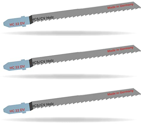 3x Universal Stichsägeblatt Stichsäge HC 22 HCS/CV für Laminat Parkett Spanplatten - 100x6,5x1,45 mm, ZPZ 10 - Made in Germany - kompatibel z. B. mit Black&Decker Einhell AEG Bosch