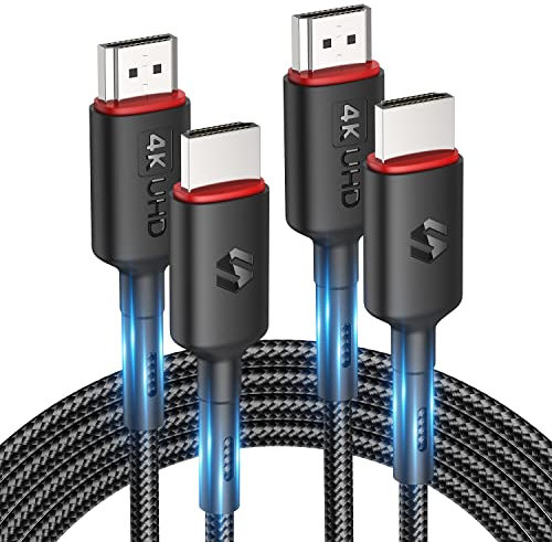 Silkland 4K HDMI Cable 3M 2 Pack - HDMI Leads Supporting 4K@60Hz, ARC, HDR, 3D, Ethernet for TV, Blu-Ray, PS4/5, Xbox, Projector, Soundbar, Sky, PC, Laptop
