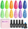 Beetles Reflective Glitter Gel Polish Set 6 Colours Neon Summer Orange Hot Pink Purple Gel Nail Polish Soak Off UV Nail Art Manicure Gifts for Women Girls