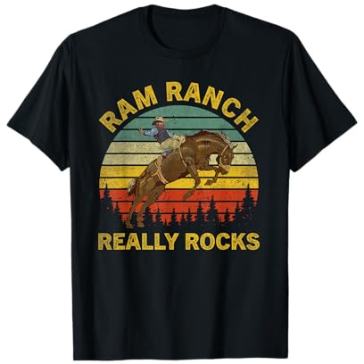 Vintage Horseback Western Country Ram Ranch Really Rocks T-Shirt