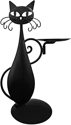 Kerzenhalter Katze Kerzenständer, Schwarze Kerzenhalter, Kätzchen-Design-Kerzenhalter, Tier-Vintage-Country-Eisen-Kerzenständer (Schwarze)